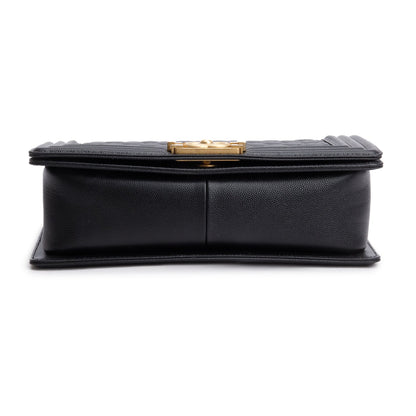 Chanel 2020 Black Caviar Quilted Medium Boy Flap Bag