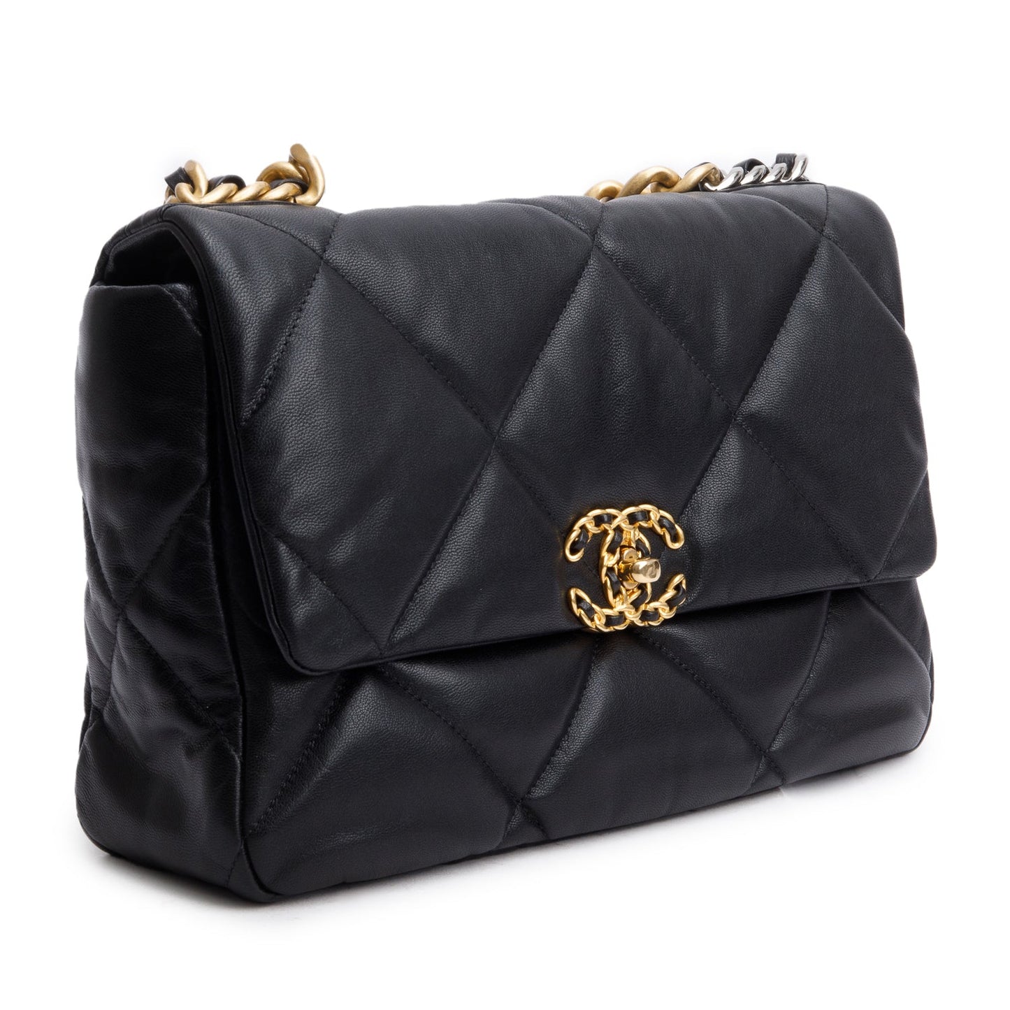 Chanel 2020 Black Lambskin Leather Medium 19 Flap Bag