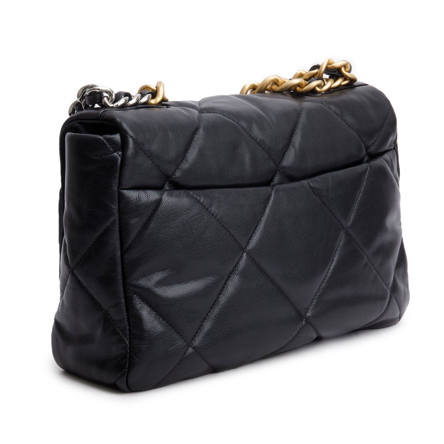 Chanel 2020 Black Lambskin Leather Medium 19 Flap Bag
