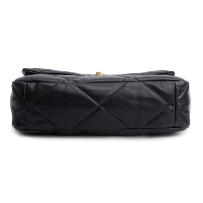 Chanel 2020 Black Lambskin Leather Medium 19 Flap Bag