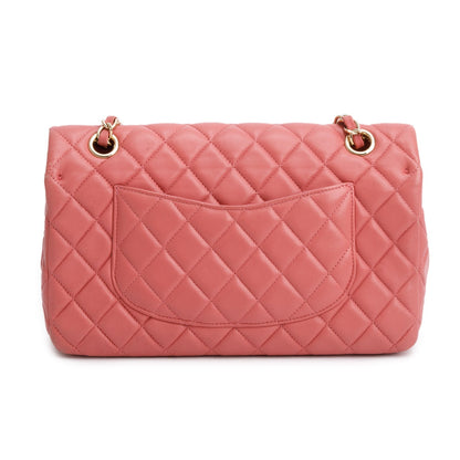 Chanel Pink Lambskin Quilted Valentine Charms Medium Single Flap
