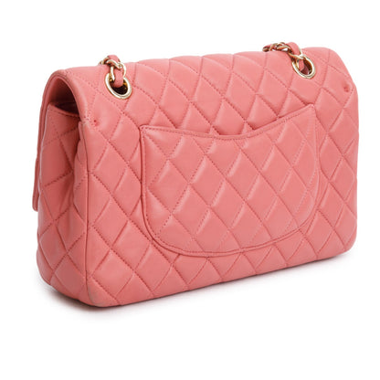 Chanel Pink Lambskin Quilted Valentine Charms Medium Single Flap