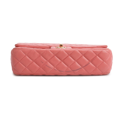 Chanel Pink Lambskin Quilted Valentine Charms Medium Single Flap