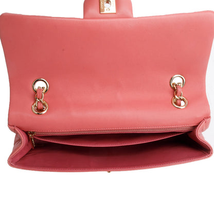 Chanel Pink Lambskin Quilted Valentine Charms Medium Single Flap