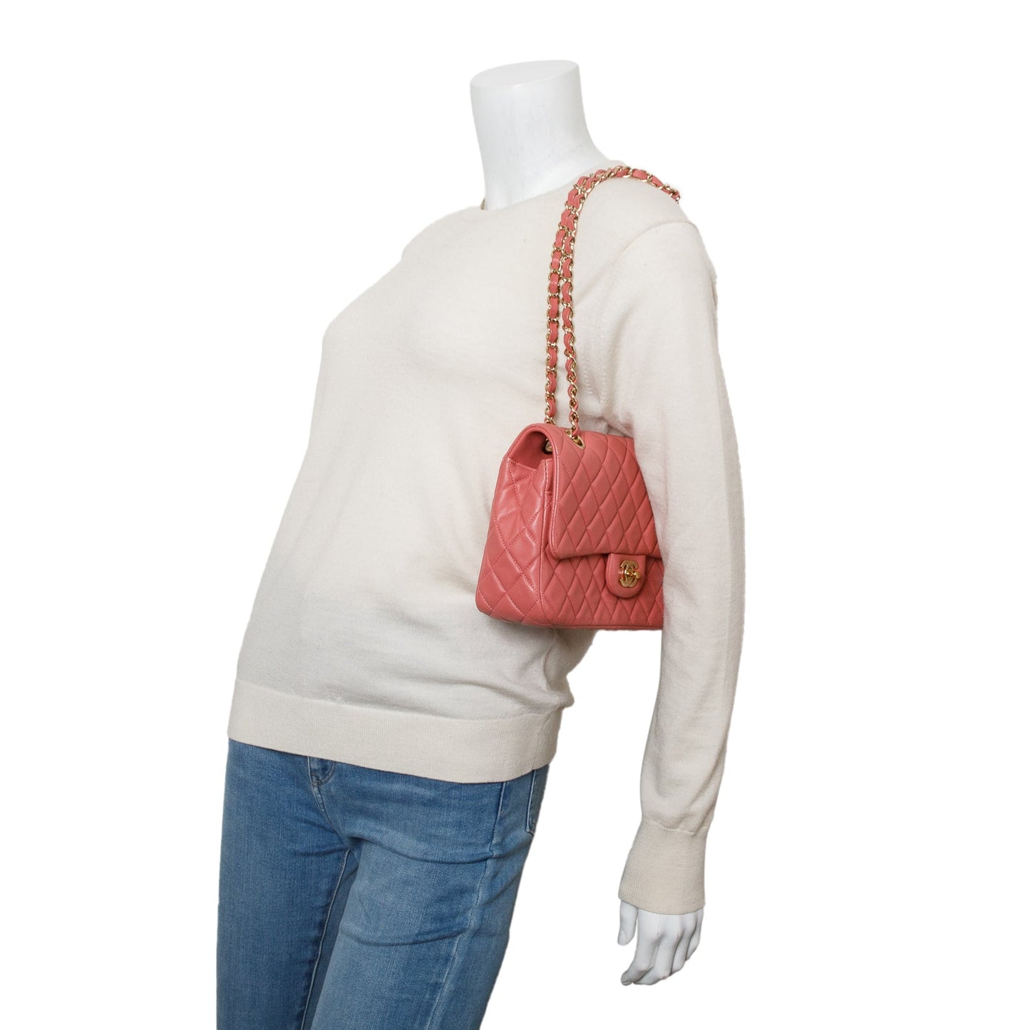 Chanel Pink Lambskin Quilted Valentine Charms Medium Single Flap