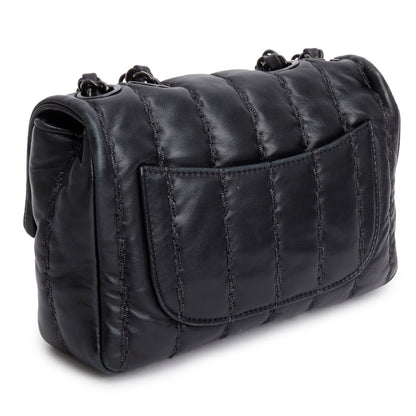 Chanel Black Lambskin Vertical Stitch Small Flap Bag