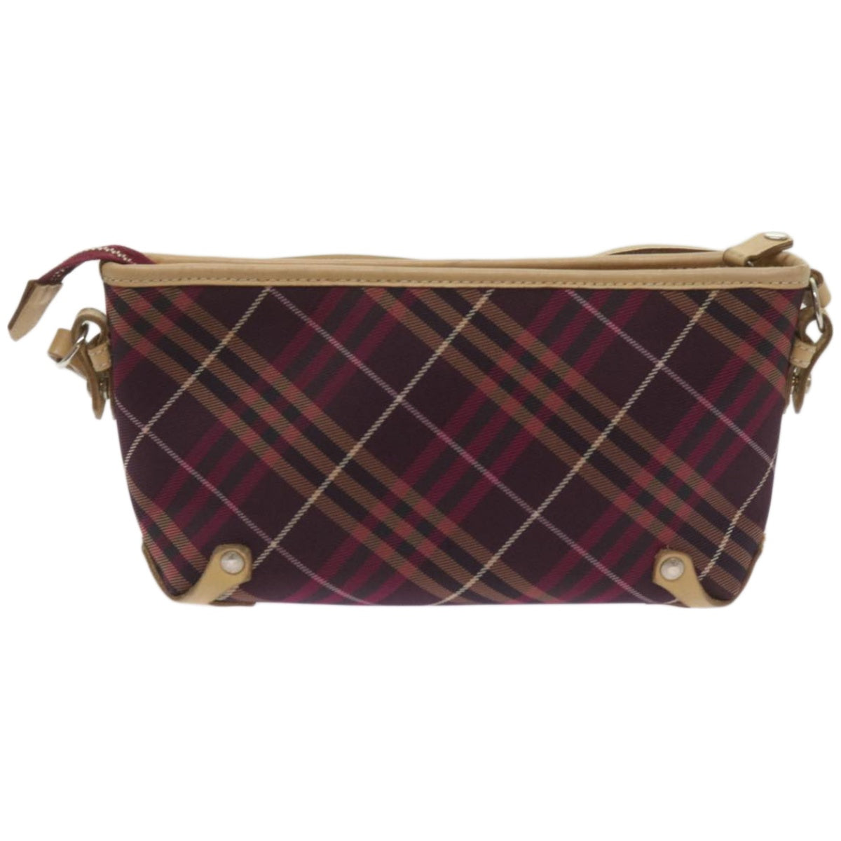 Luxury Burberry Nova Check Shoulder Bag Nylon Red Auth 68194