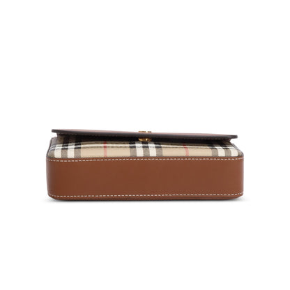 Burberry Brown Calfskin Vintage Check New Hampshire Bag