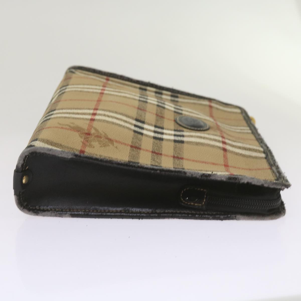 Luxury BurberrySs Nova Check Clutch Bag PVC Beige Auth 68216