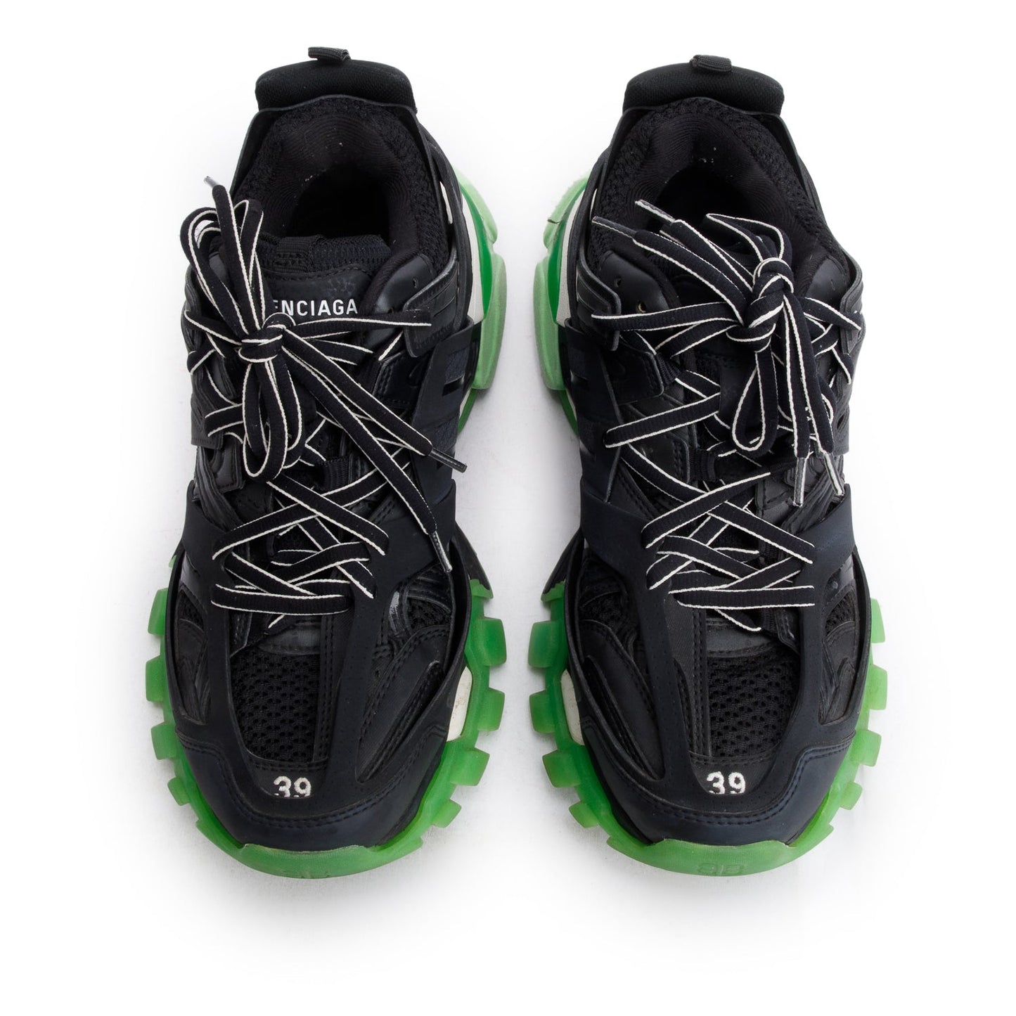 Balenciaga Black Mesh Rubber Track Sneakers, Size 39
