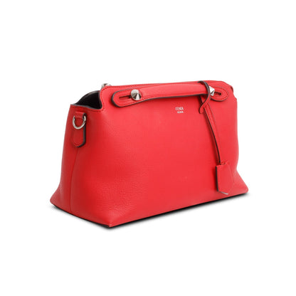 Fendi Red Vitello Dolce Medium By the Way Flower Boston Bag