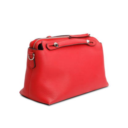 Fendi Red Vitello Dolce Medium By the Way Flower Boston Bag