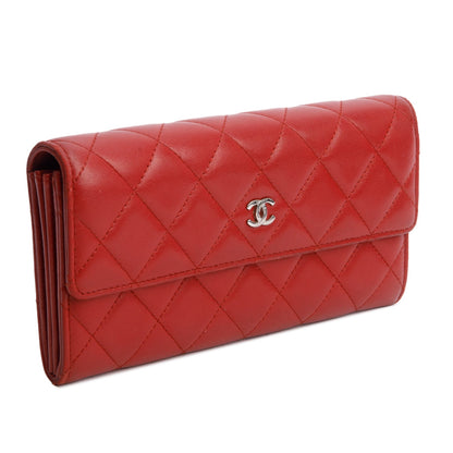 Chanel Red Lambskin Quilted Large Flap Wallet