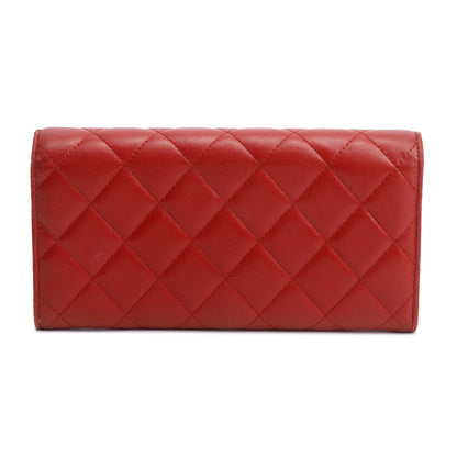 Chanel Red Lambskin Quilted Large Flap Wallet