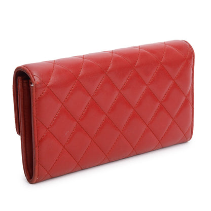 Chanel Red Lambskin Quilted Large Flap Wallet