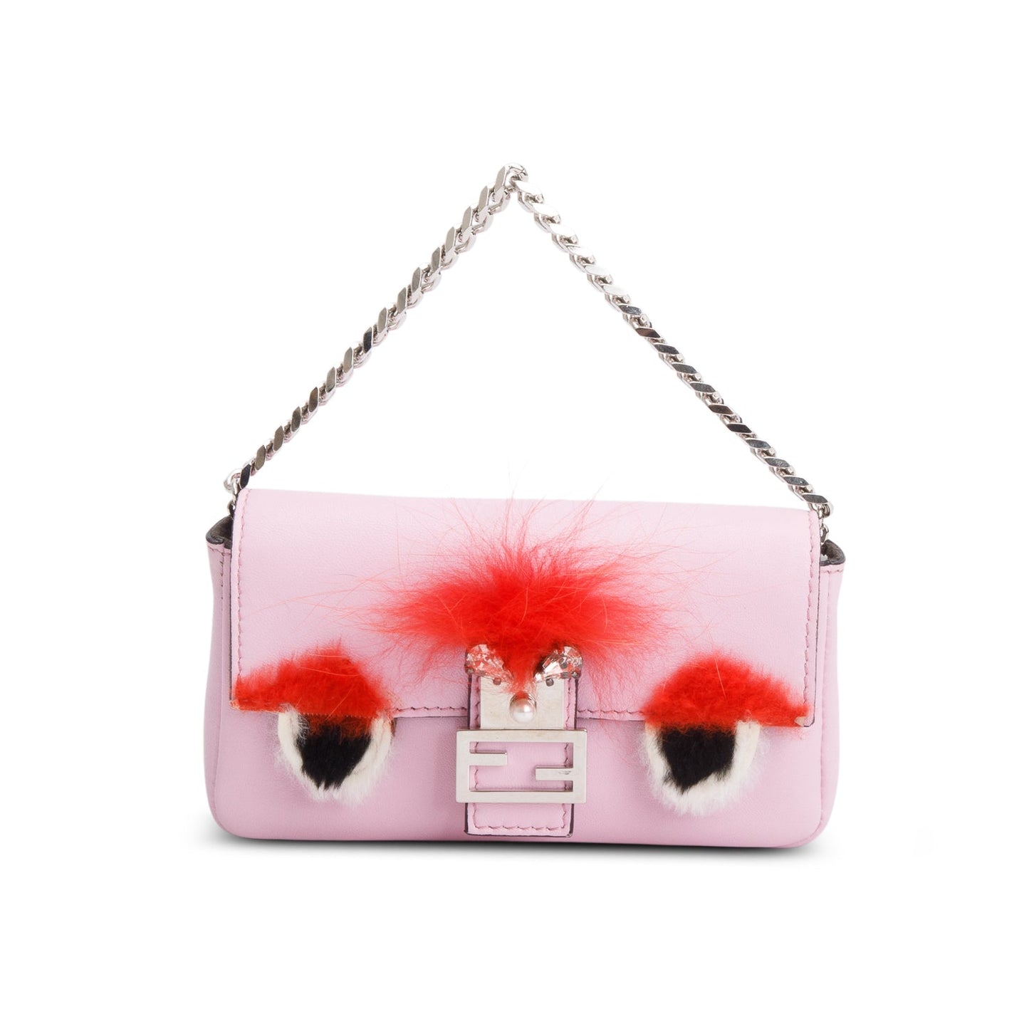 Fendi Pink Calfskin Micro Monster Baguette
