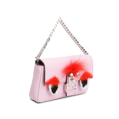 Fendi Pink Calfskin Micro Monster Baguette