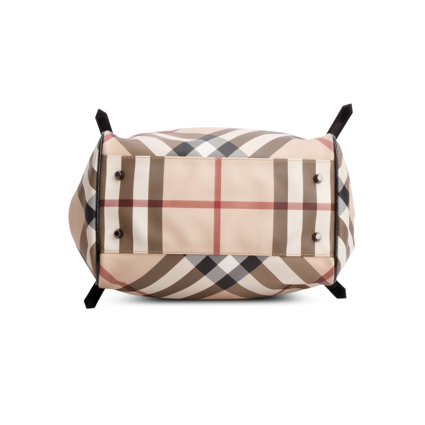 Burberry Patent Leather-Trimmed Nova Check Tote Bag