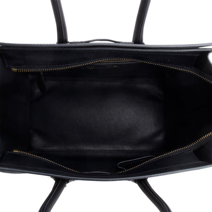 Celine Black/White Smooth Calfskin Leather Mini Luggage Tote