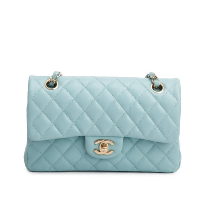 Chanel Teal Caviar Quilted Small Double Flap Bag