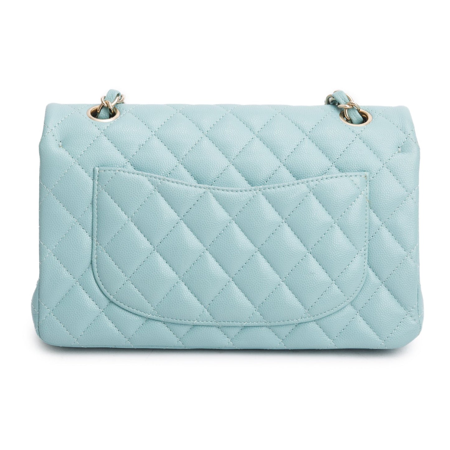 Chanel Teal Caviar Quilted Small Double Flap Bag