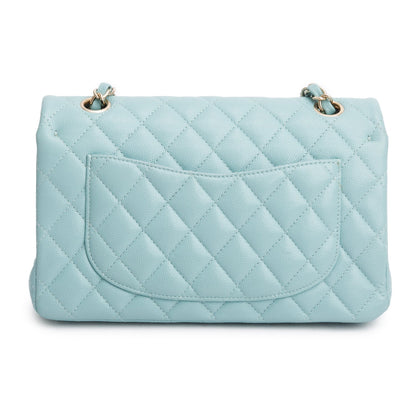 Chanel Teal Caviar Quilted Small Double Flap Bag