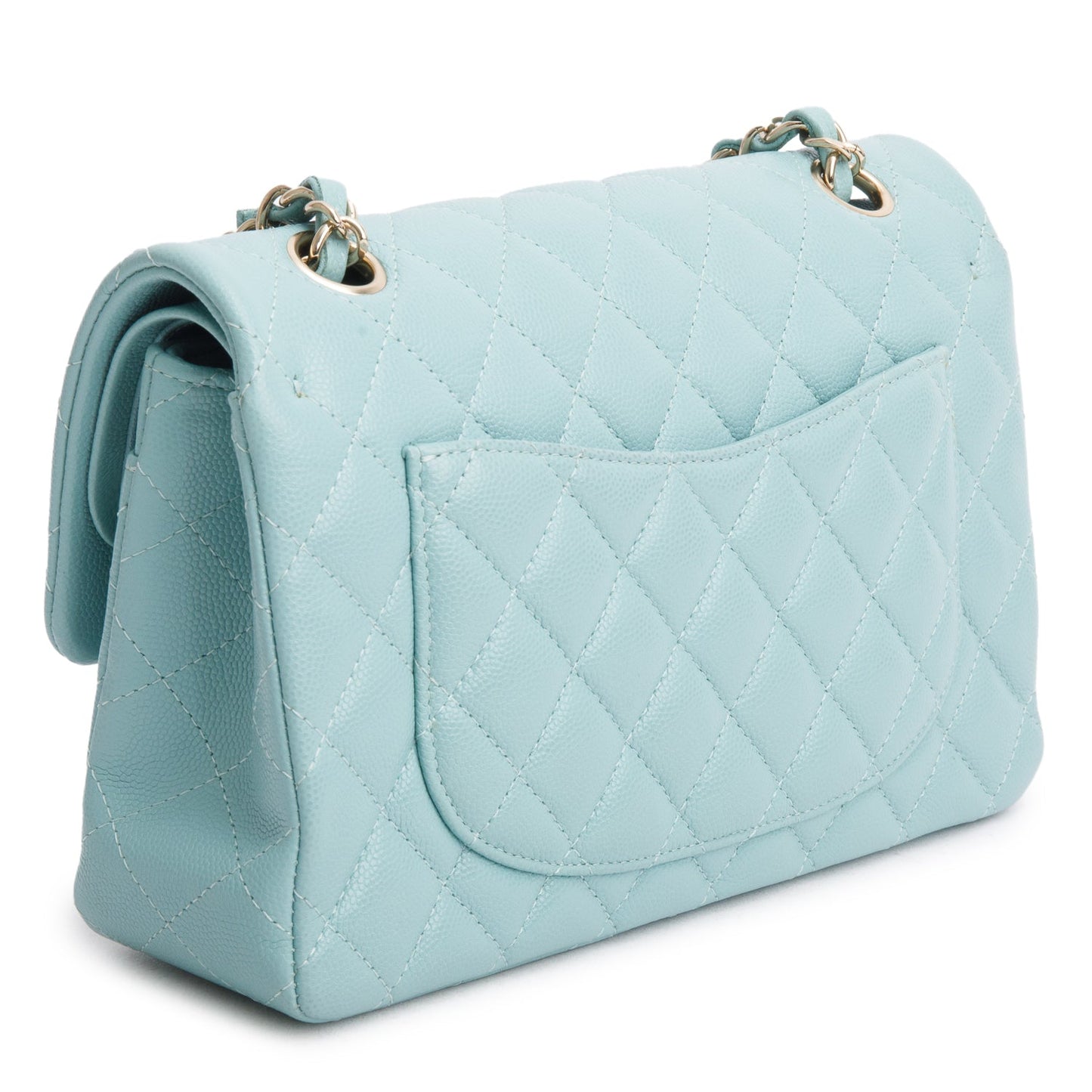 Chanel Teal Caviar Quilted Small Double Flap Bag