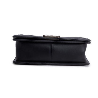 Chanel 2021 Black Quilted Lambskin Leather Medium Boy Bag