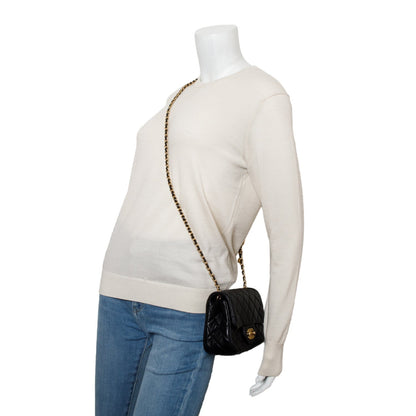Chanel 2020 Black Quilted Lambskin Pearl Crush Square Mini Flap Bag