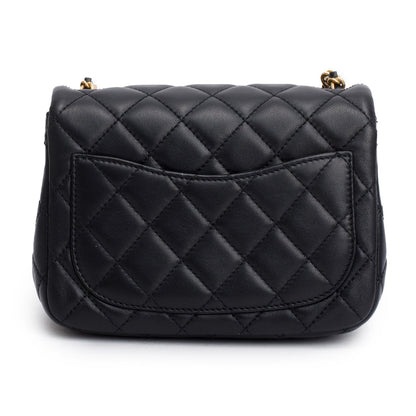 Chanel 2020 Black Quilted Lambskin Pearl Crush Square Mini Flap Bag