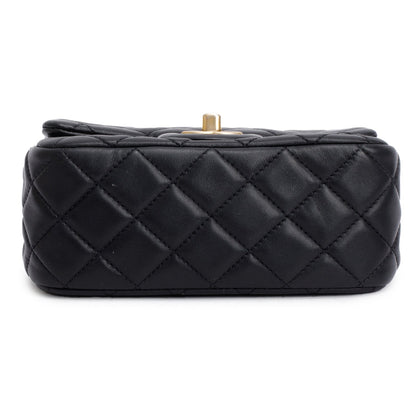 Chanel 2020 Black Quilted Lambskin Pearl Crush Square Mini Flap Bag