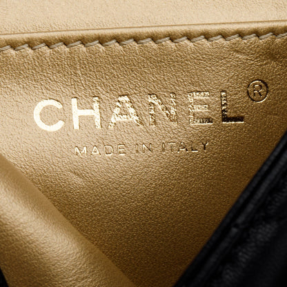 Chanel 2020 Black Quilted Lambskin Pearl Crush Square Mini Flap Bag