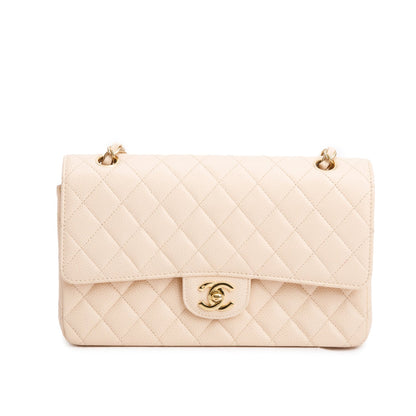 Chanel Beige Caviar Leather Classic Medium Double Flap