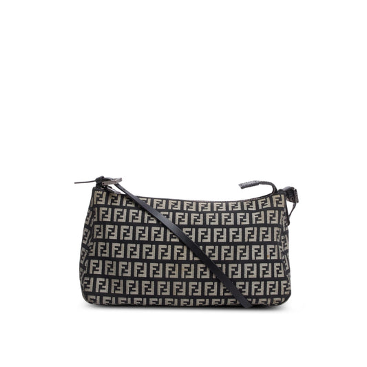 Fendi Black Zucchino Cuoio Pochette
