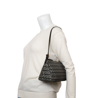 Fendi Black Zucchino Cuoio Pochette
