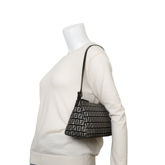 Fendi Black Zucchino Cuoio Pochette