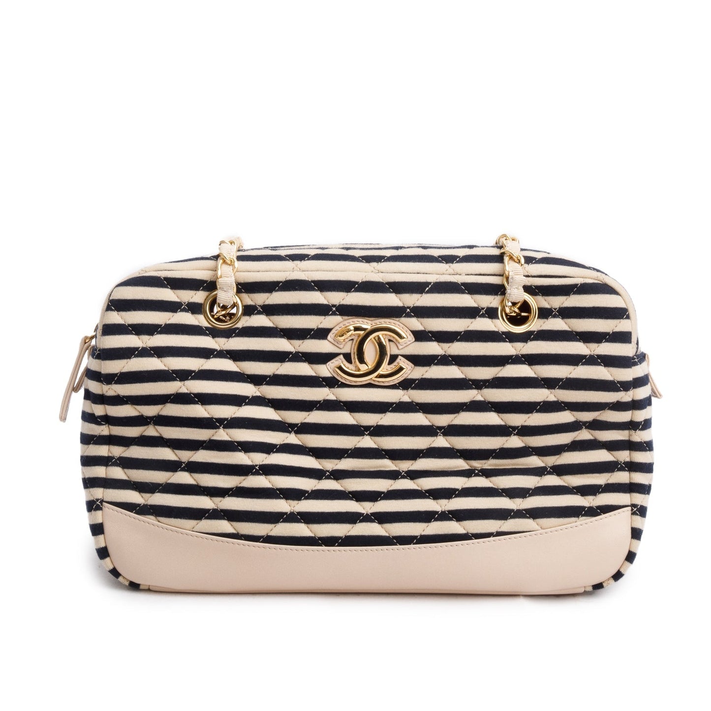 Chanel Beige & Black Quilted Jersey Coco Sailor Camera Bag