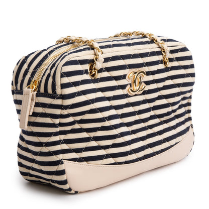 Chanel Beige & Black Quilted Jersey Coco Sailor Camera Bag