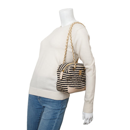 Chanel Beige & Black Quilted Jersey Coco Sailor Camera Bag