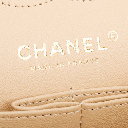 Chanel 2025 Beige Caviar Quilted Small Double Flap Bag