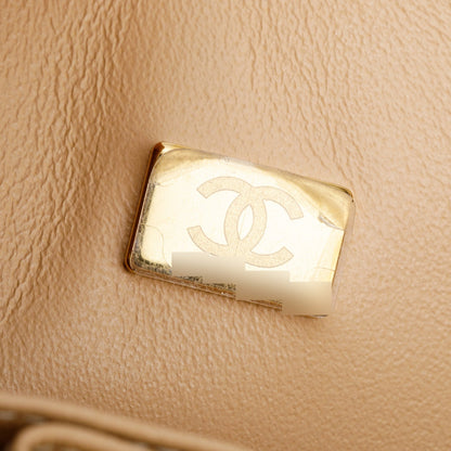 Chanel 2025 Beige Caviar Quilted Small Double Flap Bag