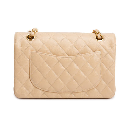 Chanel 2025 Beige Caviar Quilted Small Double Flap Bag