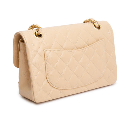 Chanel 2025 Beige Caviar Quilted Small Double Flap Bag