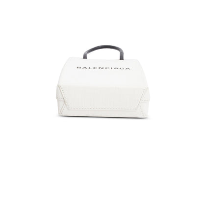 Balenciaga White Squared Calfskin Logo Shopping Phone Holder Bag
