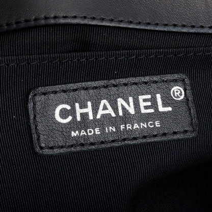 Chanel Beige/Black Quilted Lambskin Leather Medium Boy Bag