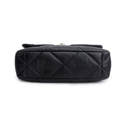 Chanel 2022 Black Lambskin Quilted Large 19 Flap Bag