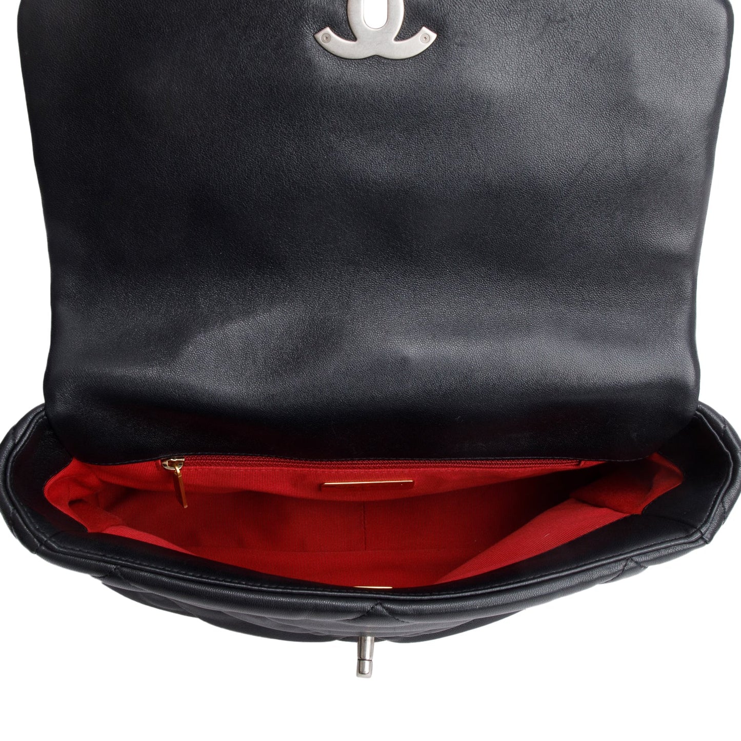 Chanel 2022 Black Lambskin Quilted Large 19 Flap Bag