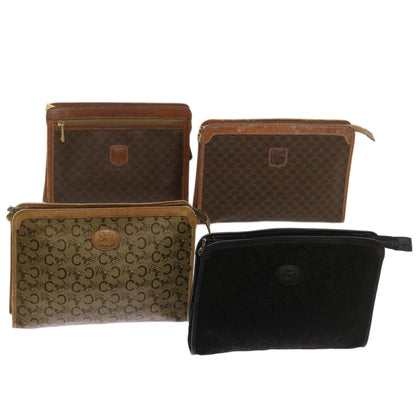 Luxury CELINE Macadam Canvas Clutch Bag PVC 4Set Brown Black  68347