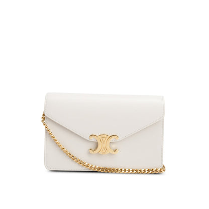 Celine 2025 White Shiny Calfskin Margo Wallet on Chain