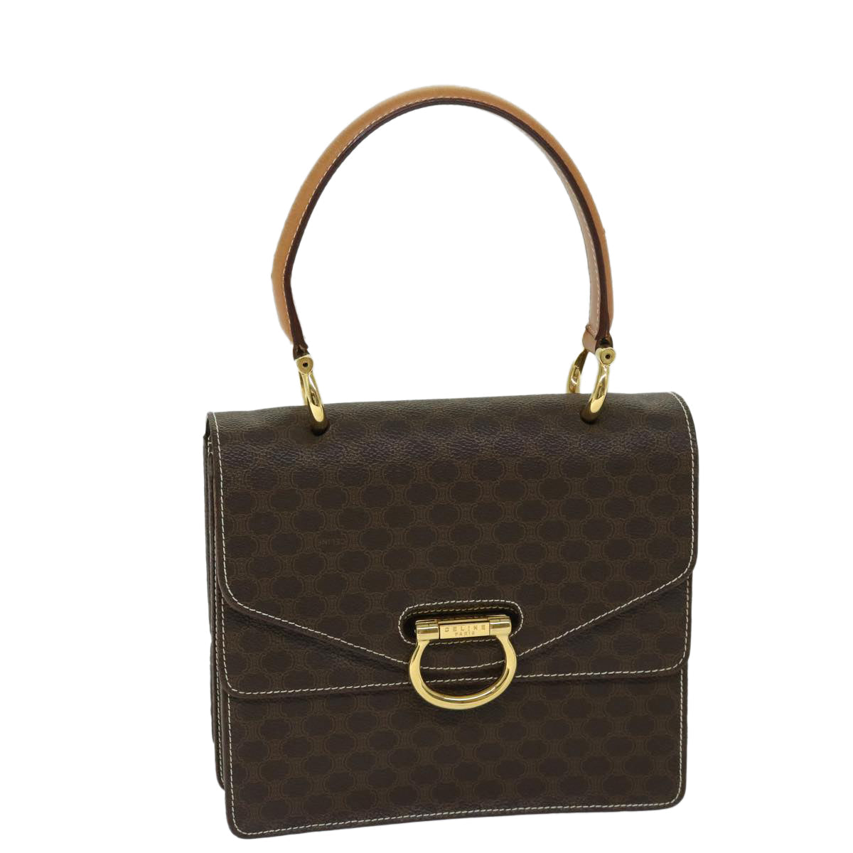 Luxury CELINE Macadam Canvas Hand Bag PVC Brown  68359